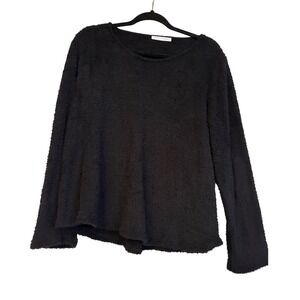 Chris & Carol Womens Black Fuzzy Popcorn Knit Sweater Crew Neck Small 211651T